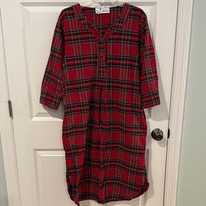 The Vermont Country Store Red Plaid Long Flannel Nightgown